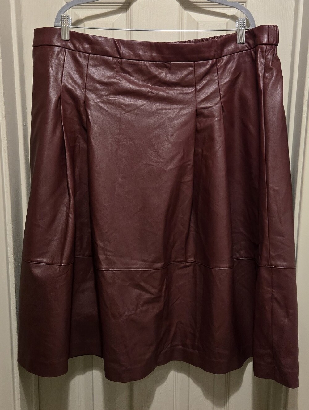 Eloquii Burgundy Faux Leather Full Midi Skirt sz 22